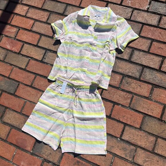 Frankie’s Bikinis Neon Linen Striped Lou Button Up Shirt NWT - Picture 11 of 13